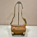 PRADA MESSENGER BAG 20 IN CIDER BROWN RE-NYLON AND CALFSKIN TRIM