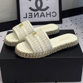 CHANEL Double  Women White Slippers Calfskin