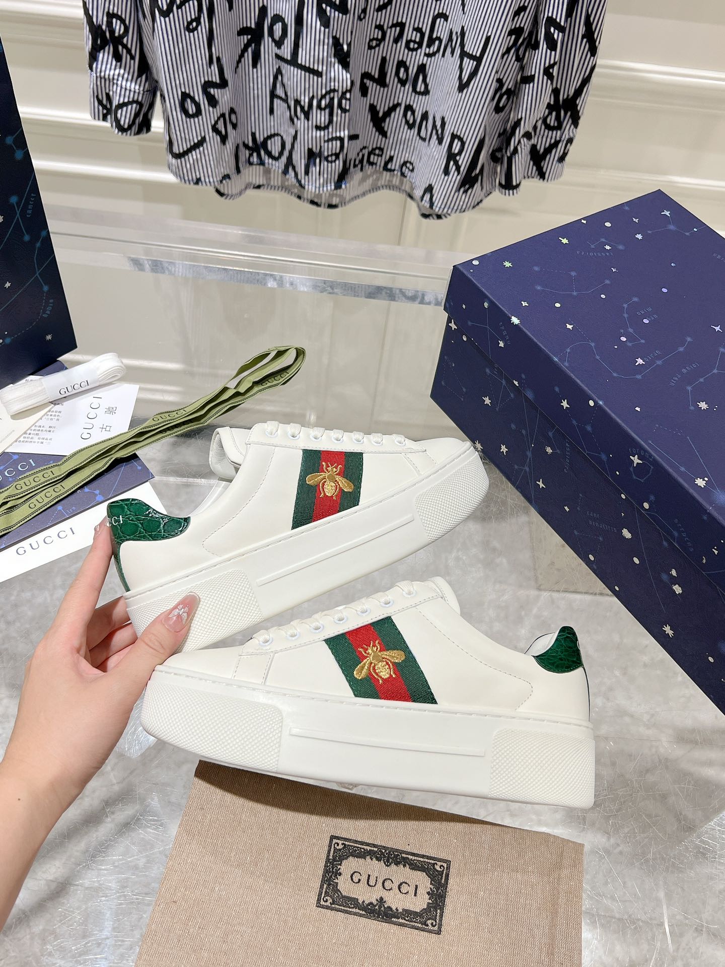 GUCCI ACE 30 SUPREME TRAINER WHITE CALFSKIN
