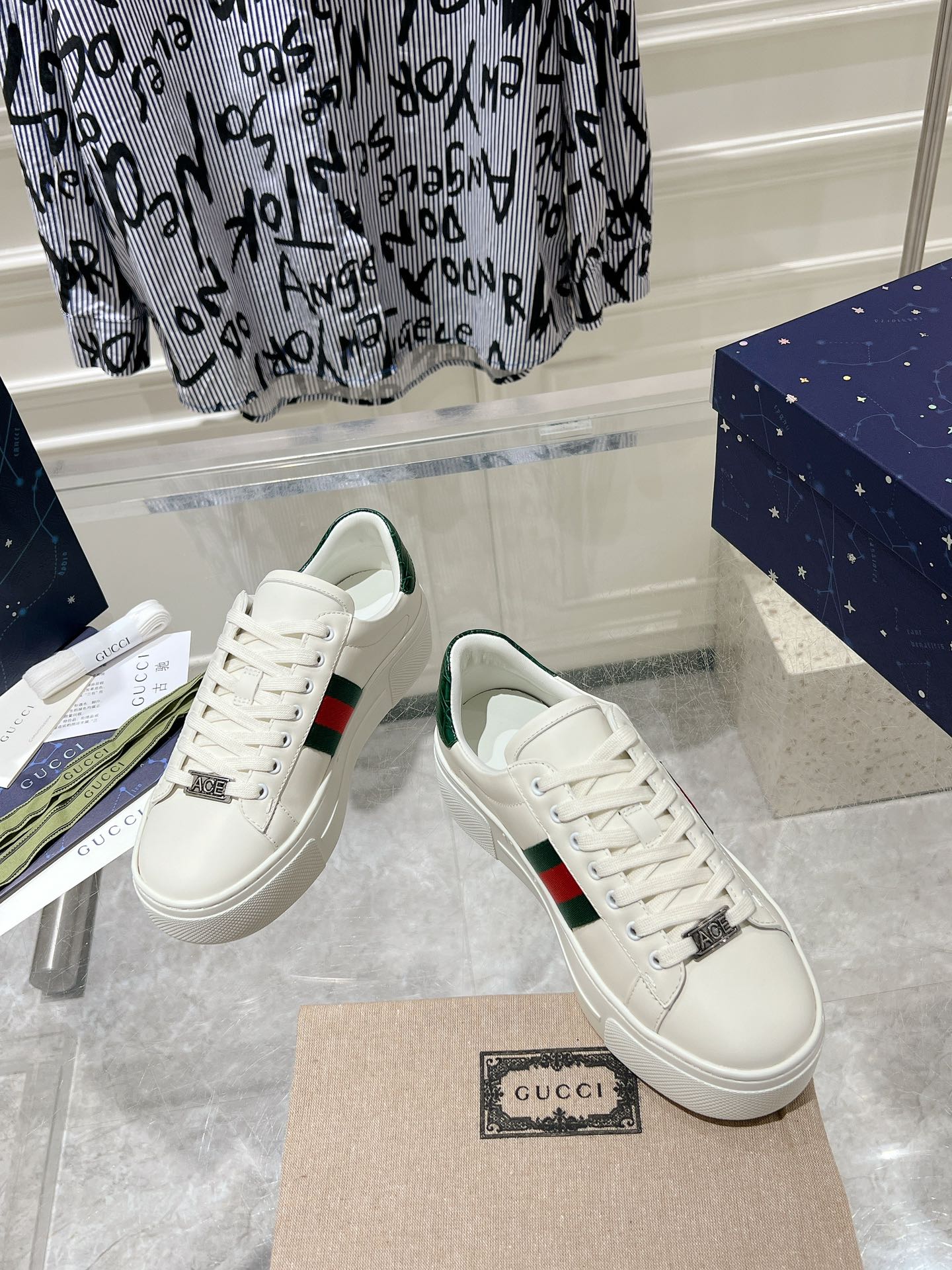 GUCCI ACE 30 SUPREME TRAINER WHITE CALFSKIN