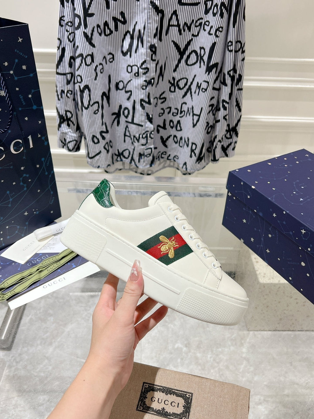 GUCCI ACE 30 SUPREME TRAINER WHITE CALFSKIN