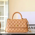 CHANEL 25S FLAP BAG 24 CM IN LIGHT BROWN LAMBSKIN WITH GOLD HARDWARE