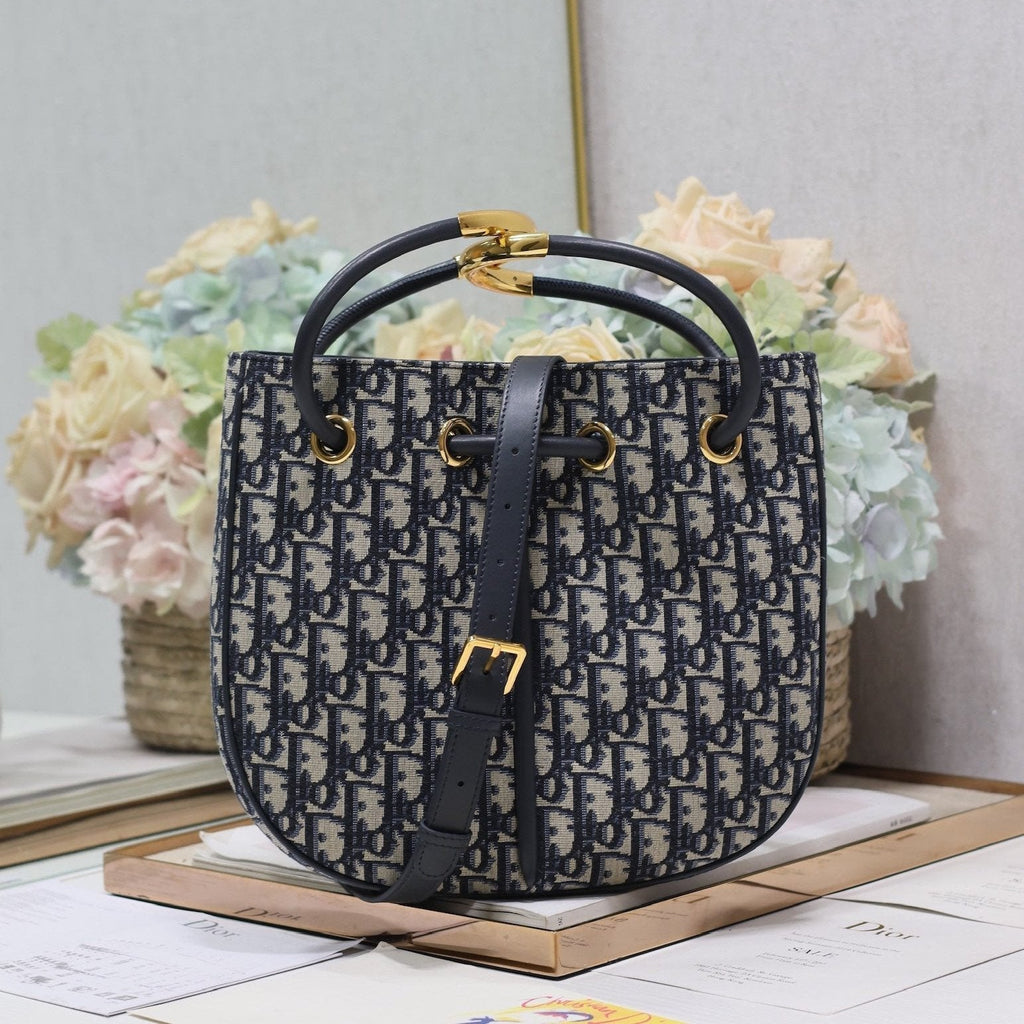 DIOR MINI 27 NOLITA BAG IN BLUE MONOGRAM OBLIQUE JACQUARD