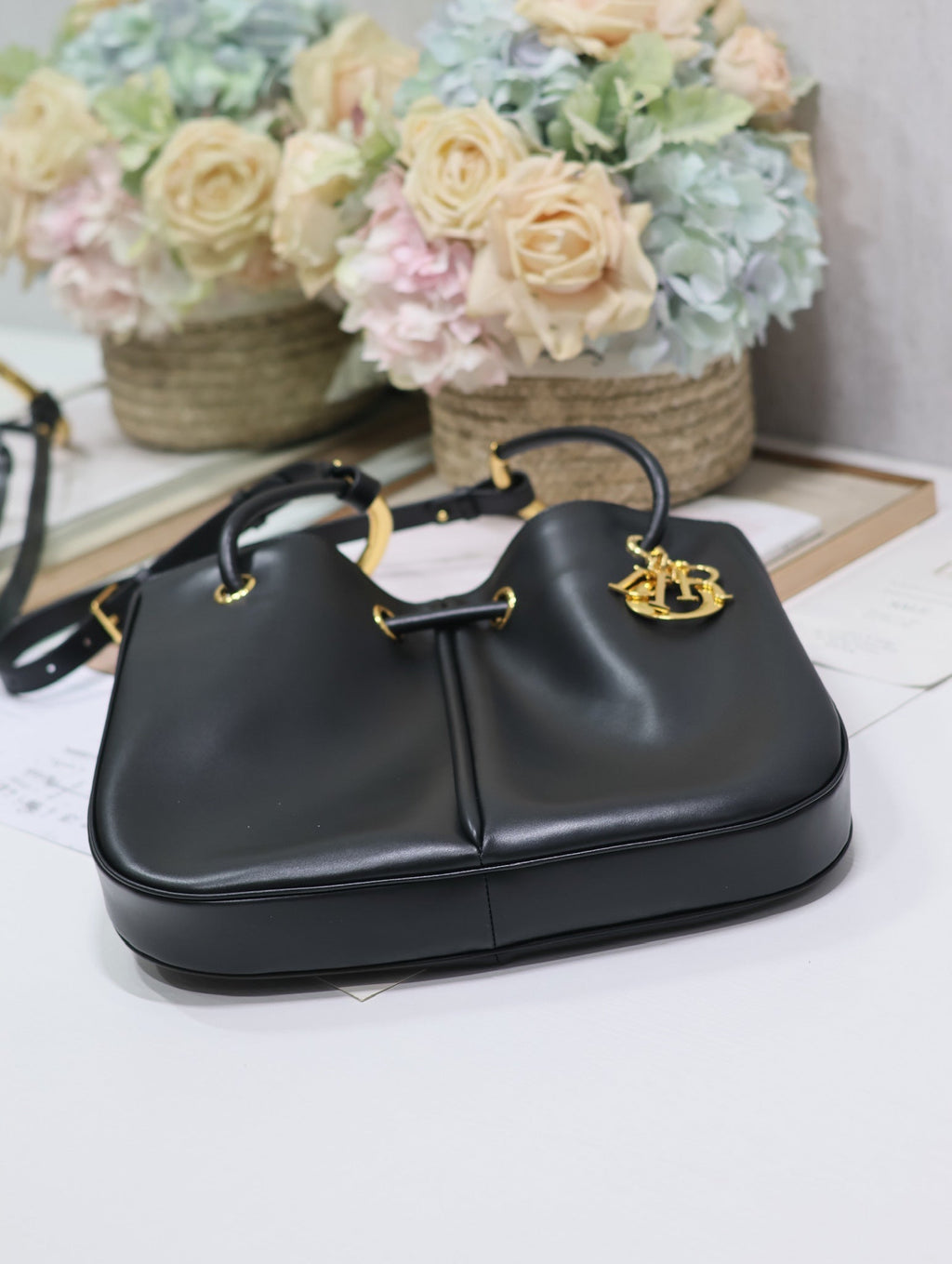DIOR MEDIUM 34 NOLITA BAG IN BLACK SMOOTH CALFSKIN