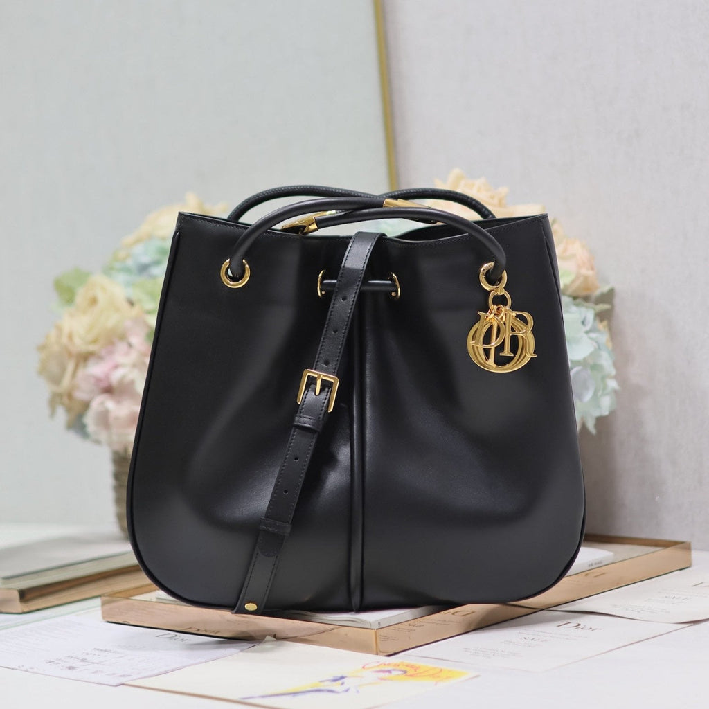 DIOR MEDIUM 34 NOLITA BAG IN BLACK SMOOTH CALFSKIN