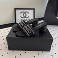 CHANEL RHINESTONE LETTER HIGH HEELS BLACK AND WHITE LAMBSKIN