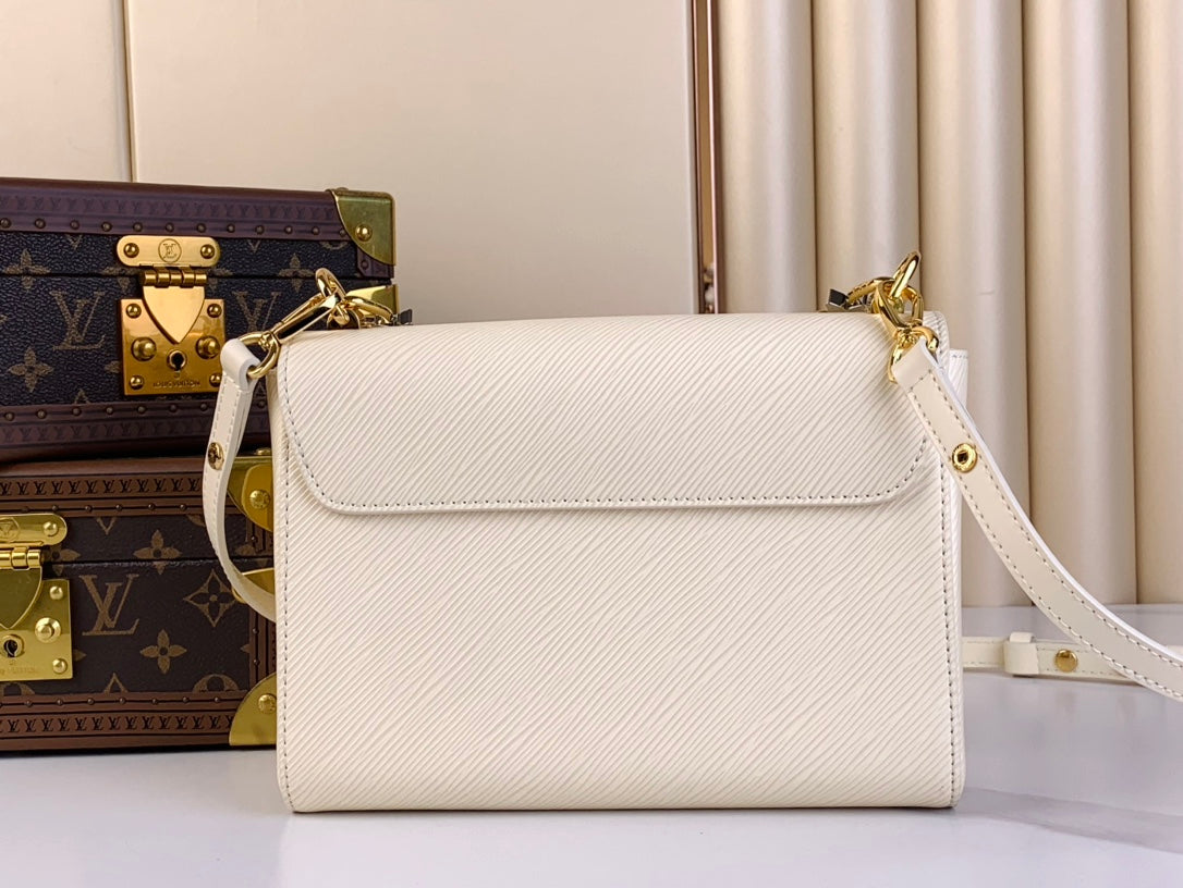 LOUIS VUITTON TWIST MM 23 IN QUARTZ WHITE EPI LEATHER GOLD HARDWARE