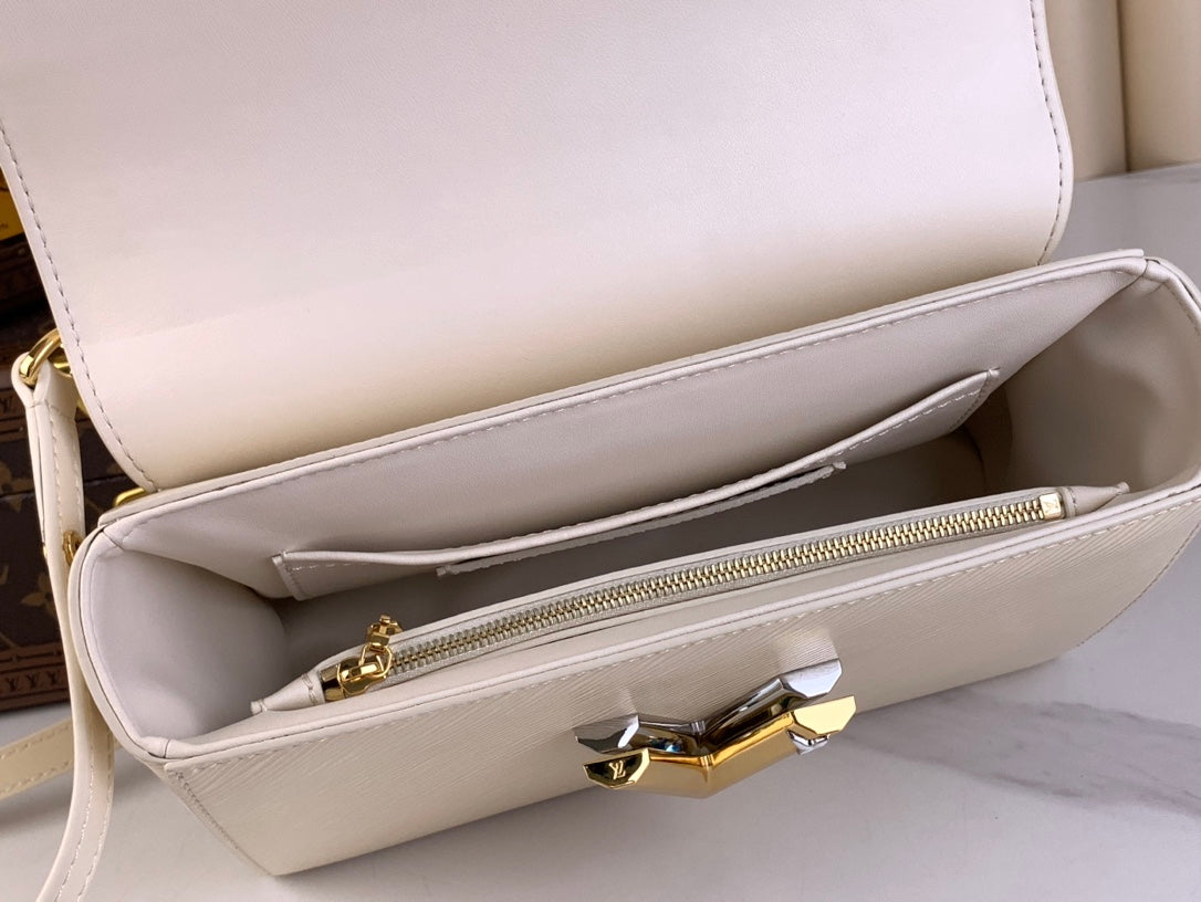 LOUIS VUITTON TWIST MM 23 IN QUARTZ WHITE EPI LEATHER GOLD HARDWARE