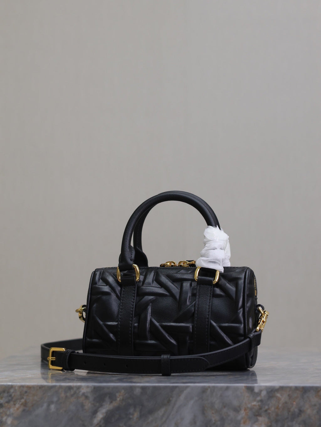 DIOR MINI GROOVE BAG 16 IN BLACK MACROCANNAGE CALFSKIN WITH GOLD HARDWARE