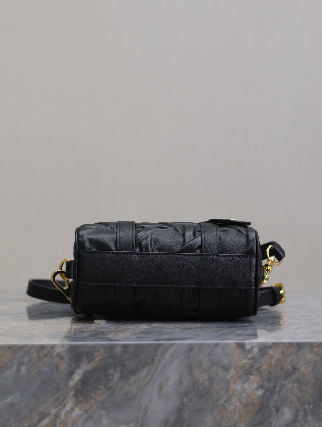 DIOR MINI GROOVE BAG 16 IN BLACK MACROCANNAGE CALFSKIN WITH GOLD HARDWARE