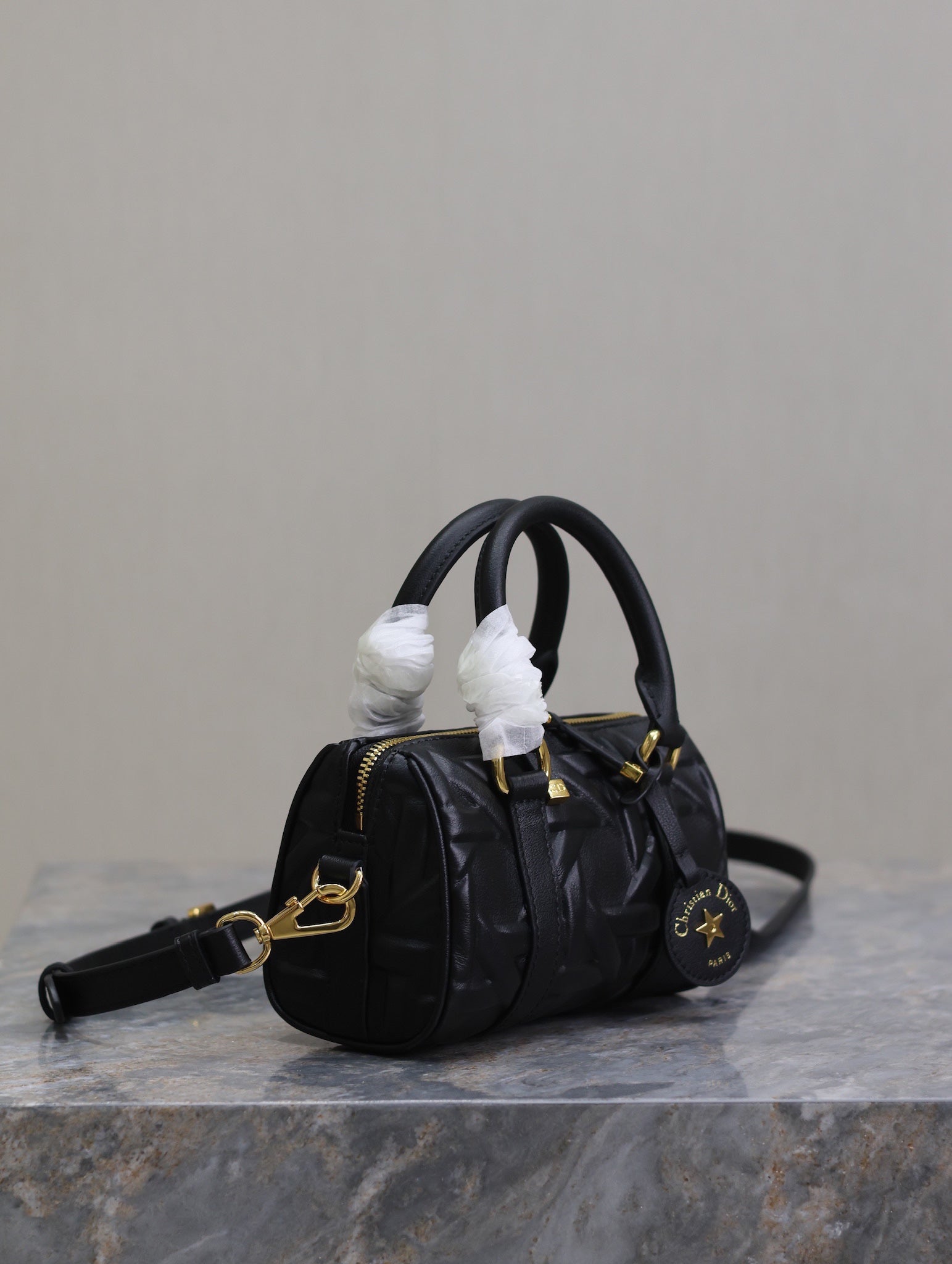 DIOR MINI GROOVE BAG 16 IN BLACK MACROCANNAGE CALFSKIN WITH GOLD HARDWARE