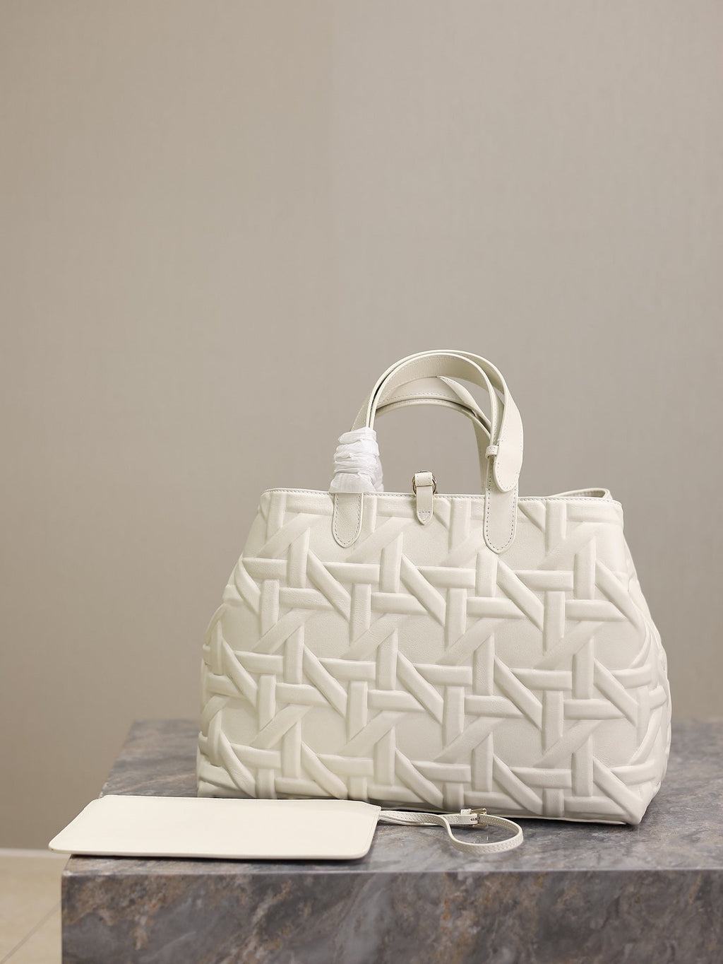DIOR MEDIUM 37 TOUJOURS BAG IN WHITE CANNAGE GRAPHIC LAMBSKIN