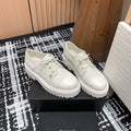 CHANEL OXFORD SHOES IN WHITE TWEED AND CALFSKIN