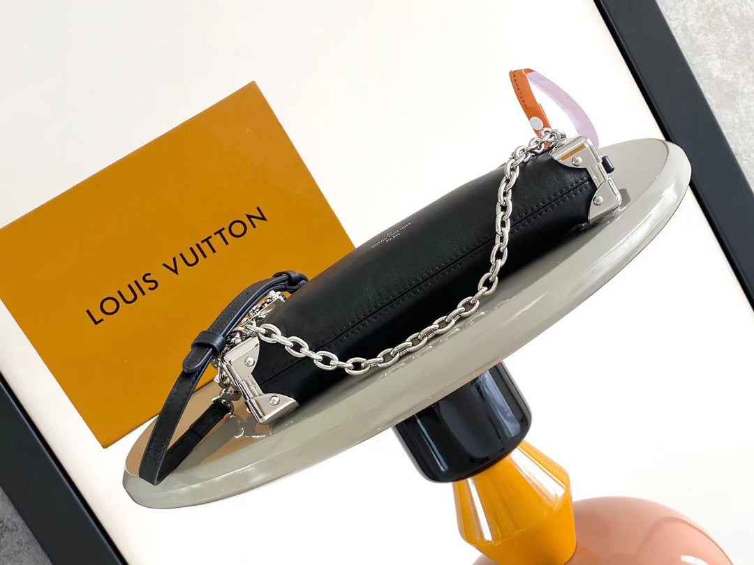 LOUIS VUITTON SLIM TRUNK 23 IN BLACK CALFSKIN SILVER HARDWARE
