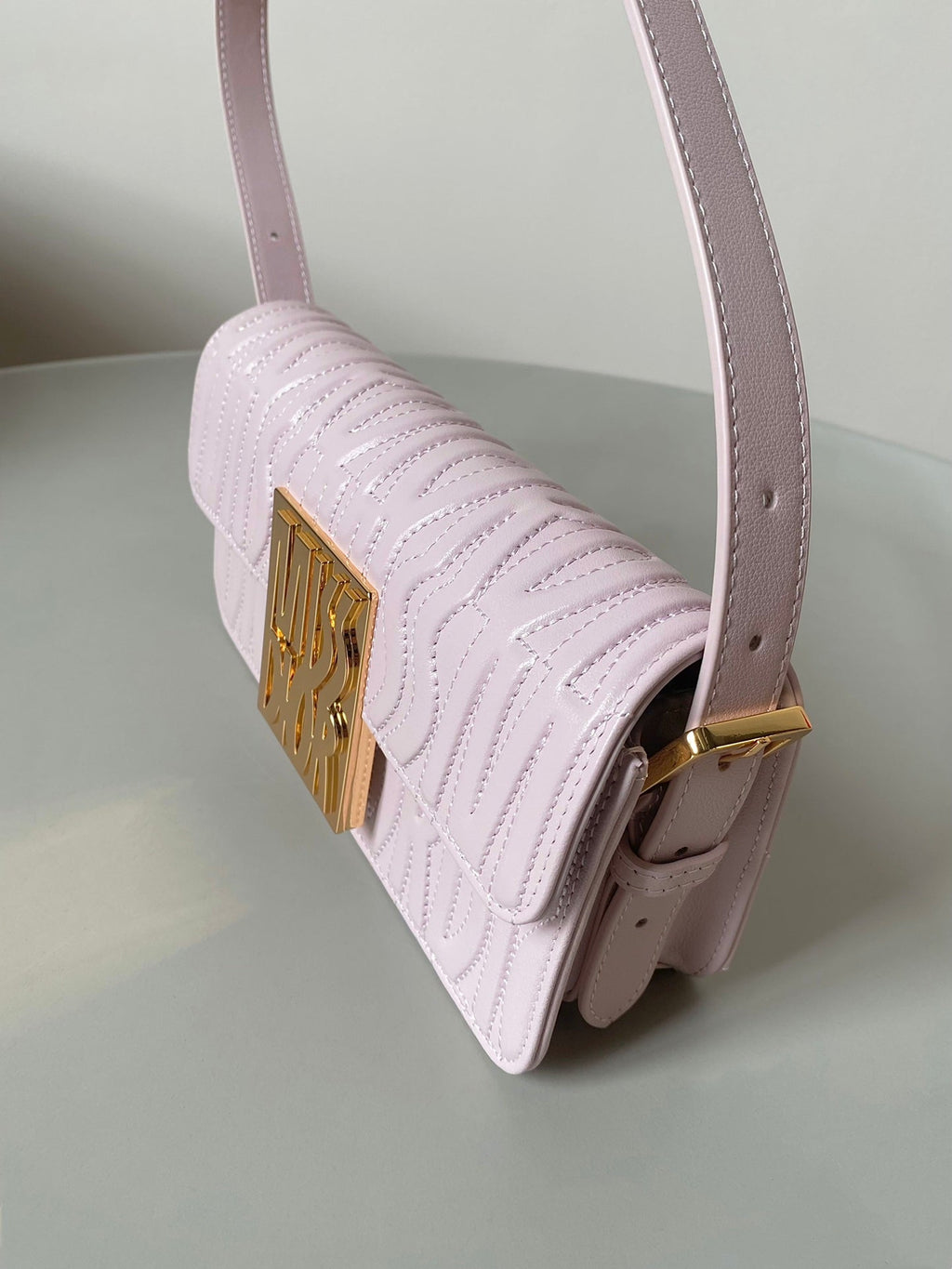 DIOR MEDIUM FLAP BAG 22 IN BABY PINK QUILTED ALLOVER CALFSKIN