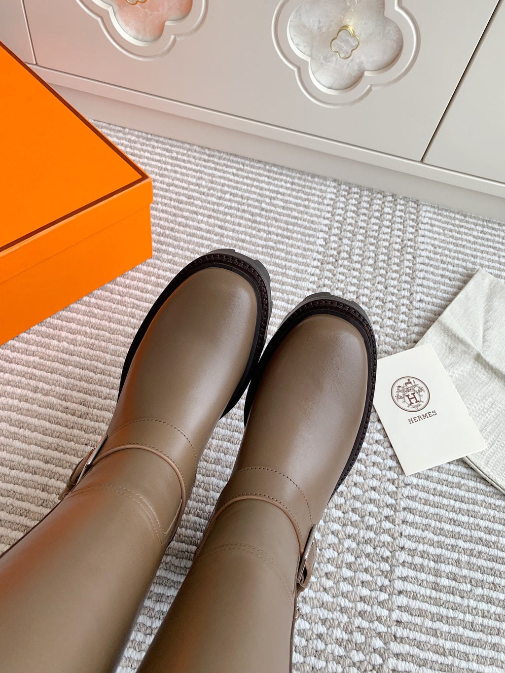 HERMES JAIME BOOT IN CEDAR BROWN CALFSKIN