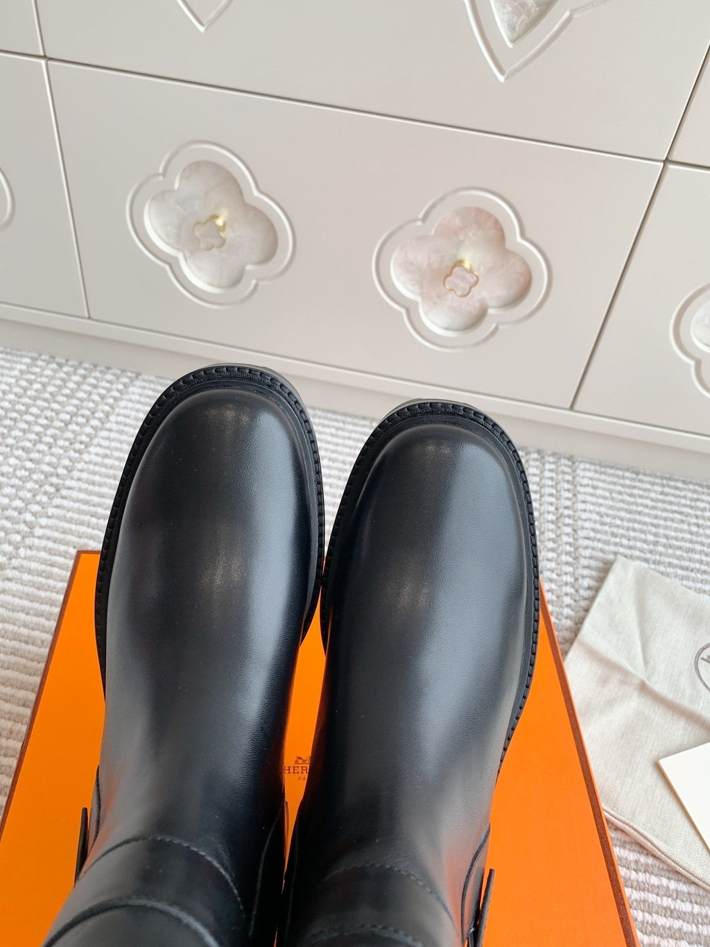 HERMES JAIME ANKLE BOOT IN BLACK CALFSKIN