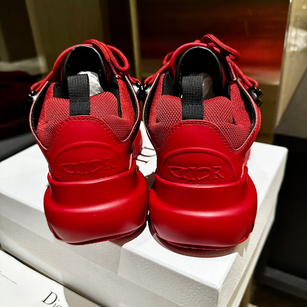DIOR C'EST SNEAKER IN RUBY RED CALFSKIN AND BREATHABLE MESH
