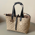 DIOR MEDIUM TOUJOURS BAG 28 IN BEIGE CANNAGE CALFSKIN BLACK STRAP