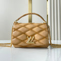 LOUIS VUITTON GO-14 PM 20 IN LIGHT FAWN QUILTED LAMBSKIN GOLD HARDWARE