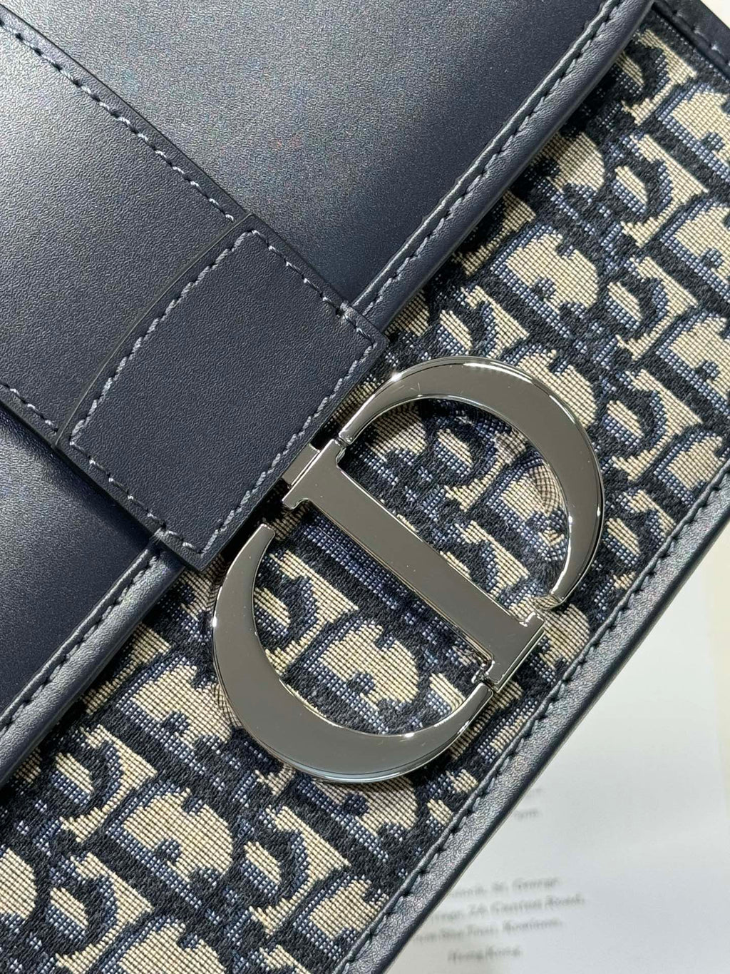 DIOR MONTAIGNE EAST-WEST BAG 24 IN BLACK LAMBSKIN AND MONOGRAM OBLIQUE JACQUARD
