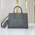 LOUIS VUITTON ONTHEGO PM 25 IN GUN METAL EMBOSSED CALFSKIN