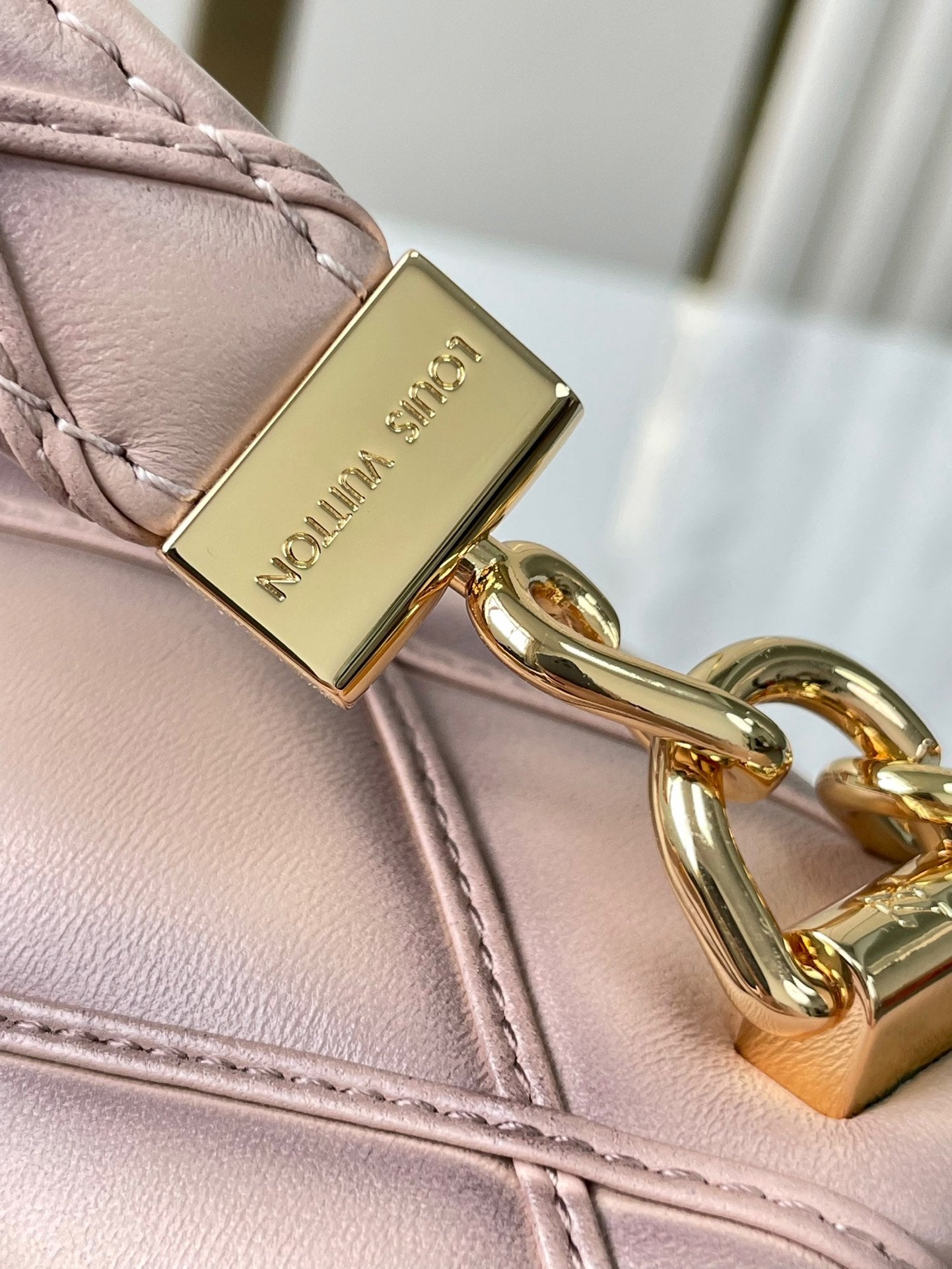 LOUIS VUITTON GO-14 MM 23 IN LIGHT PINK QUILTED LAMBSKIN GOLD HARDWRE