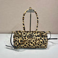 PRADA TOP HANDLE BAG 32 IN LEOPARD PRINT LEATHER