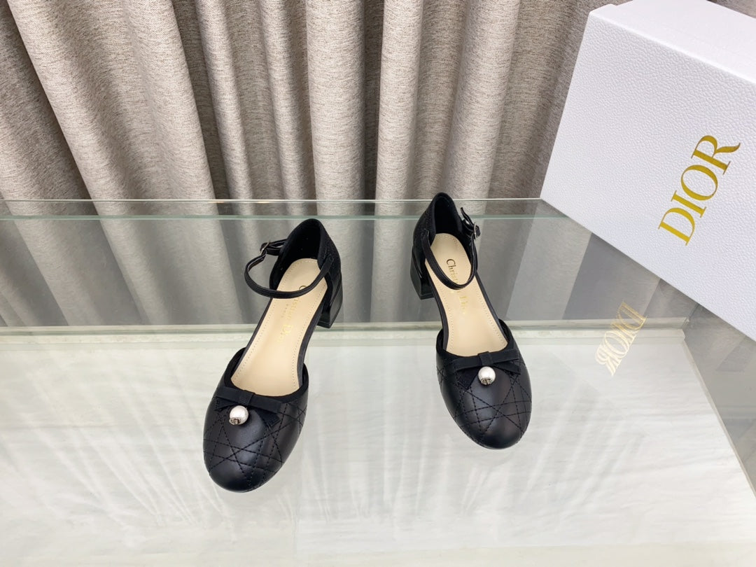 DIOR PEARL MARY JANE PUMP IN BLACK LAMBSKIN 30 MM
