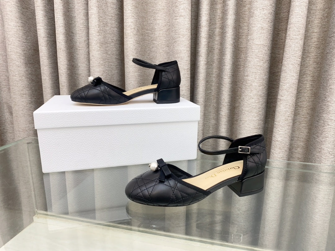 DIOR PEARL MARY JANE PUMP IN BLACK LAMBSKIN 30 MM