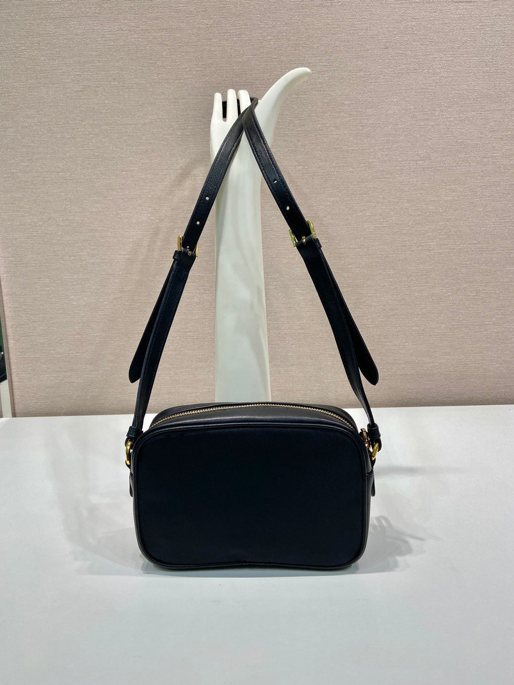 PRADA BOW BAG 18 IN BLACK RE-NYLON AND LAMBSKIN