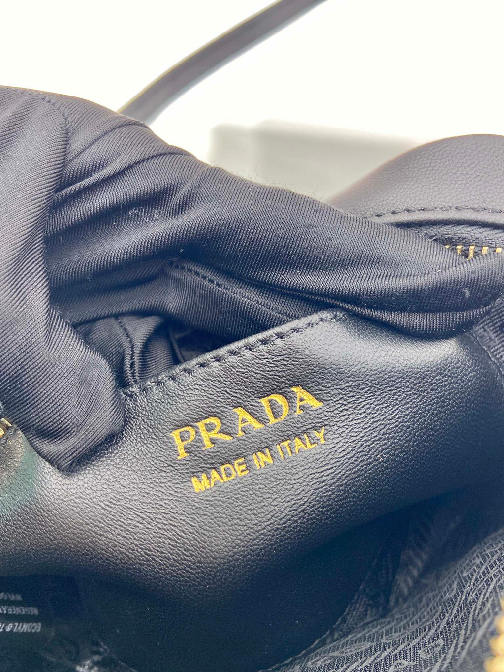 PRADA BOW BAG 18 IN BLACK RE-NYLON AND LAMBSKIN