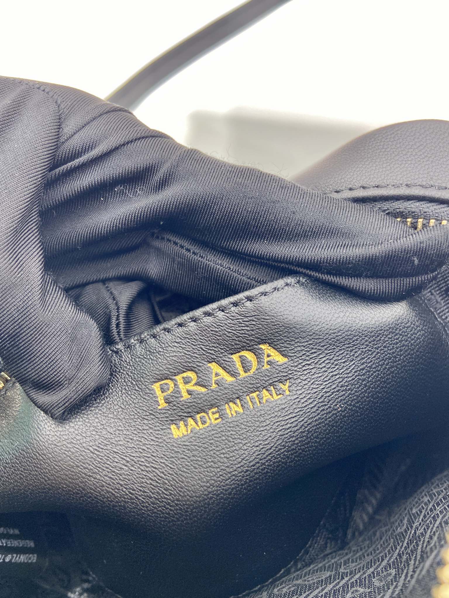 PRADA BOW BAG 18 IN BLACK RE-NYLON AND LAMBSKIN