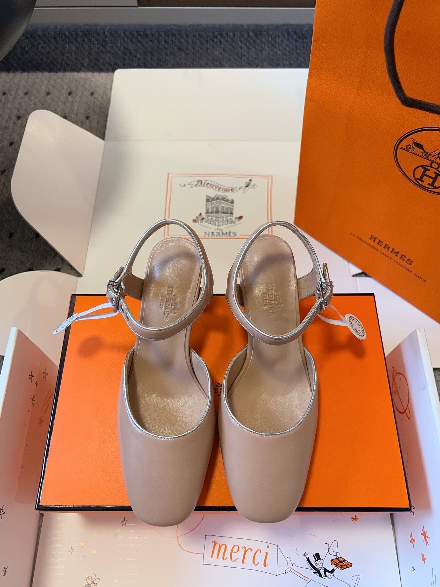 HERMES KLEO HIGH SLINGBACK IN CREPE PINK CALFSKIN