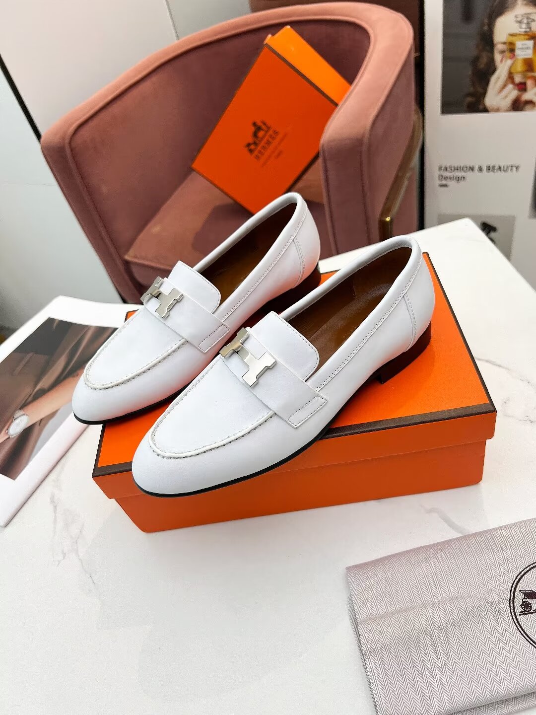 HERMES PARIS LOAFER SNOW CALFSKIN