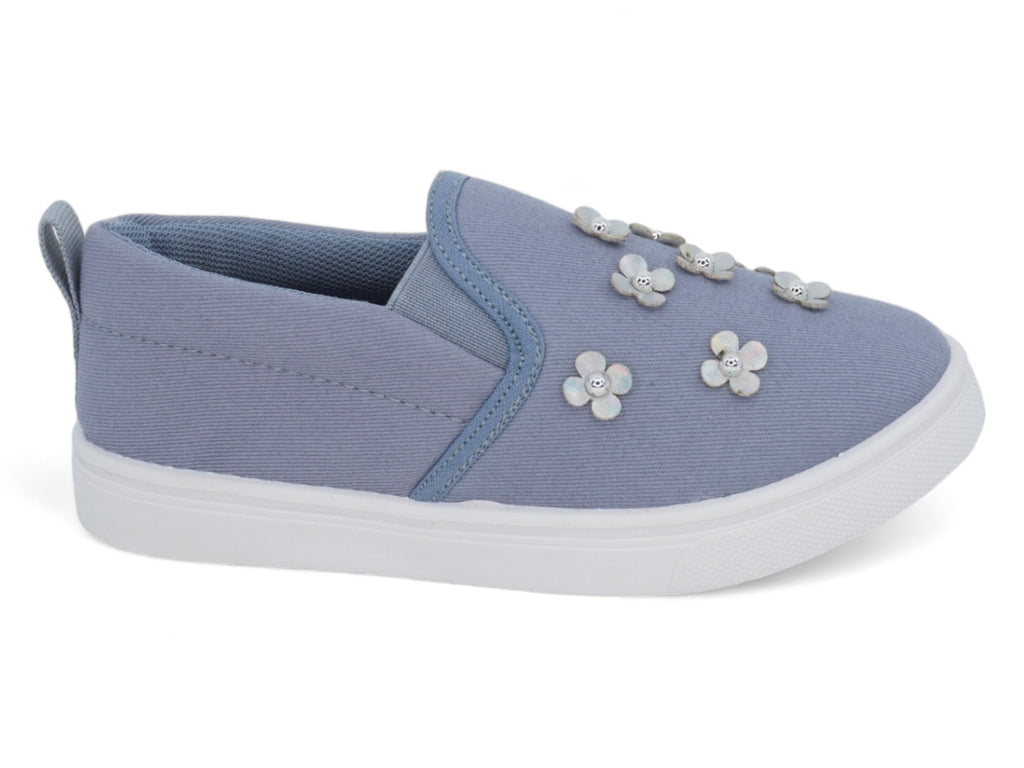 Girls` Denim Flower Slip On