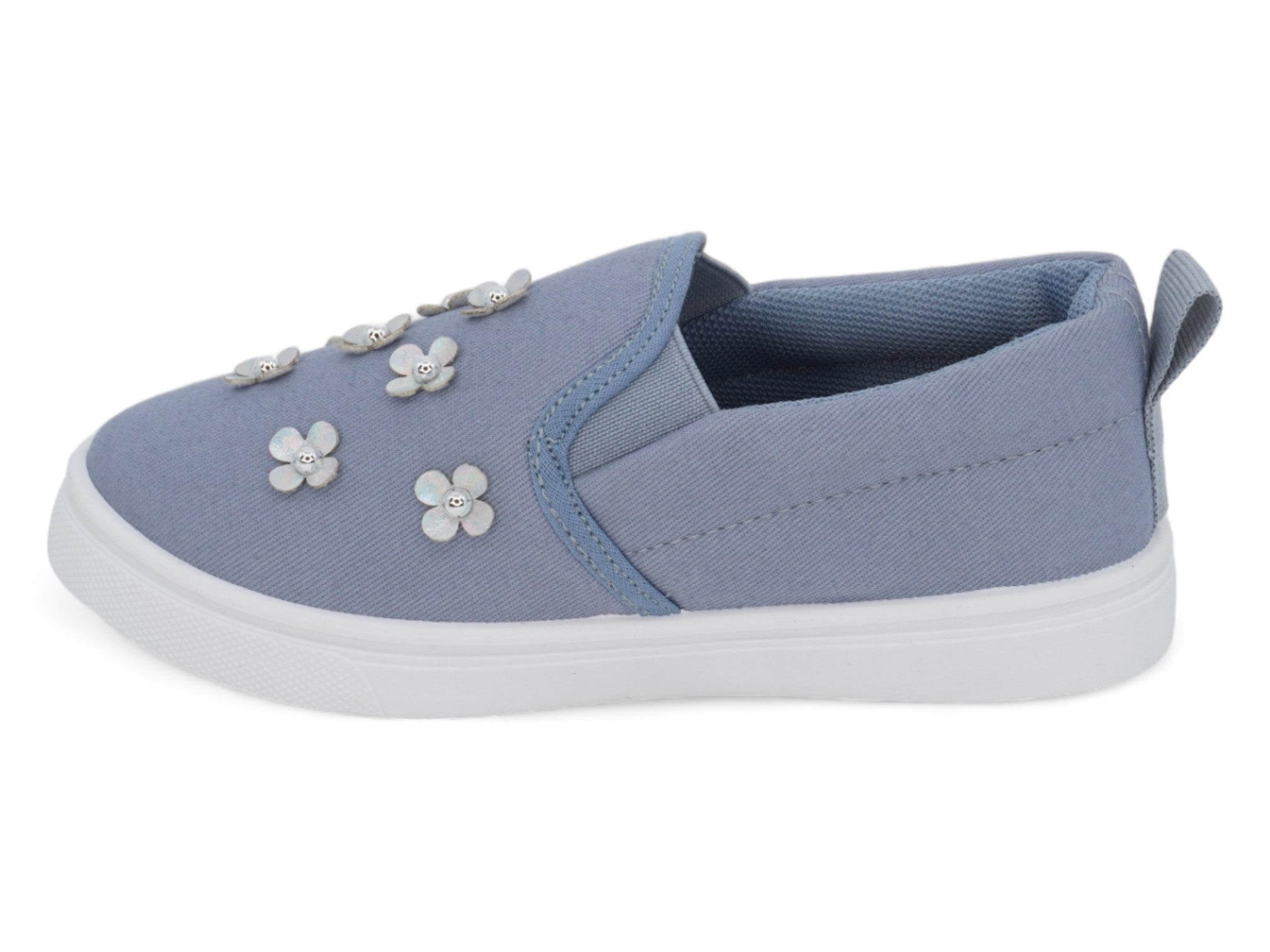 Girls` Denim Flower Slip On