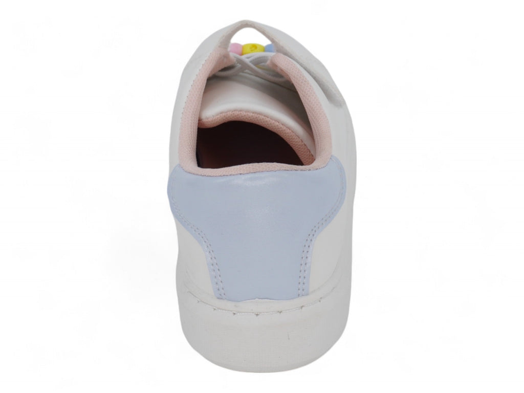 Girls White Multicolor Lace Sneaker