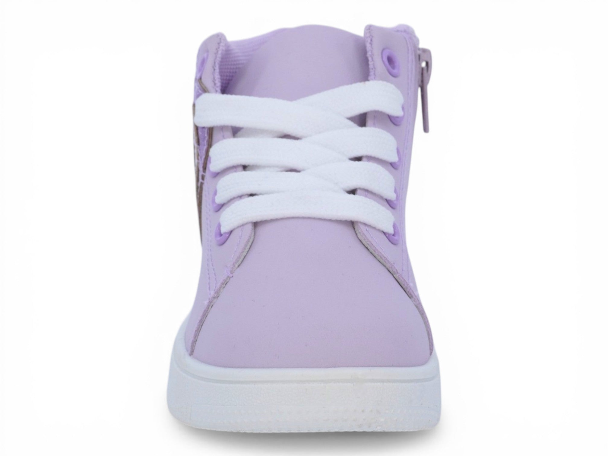Girls` Lilac Triple Glitter Heart Sneaker