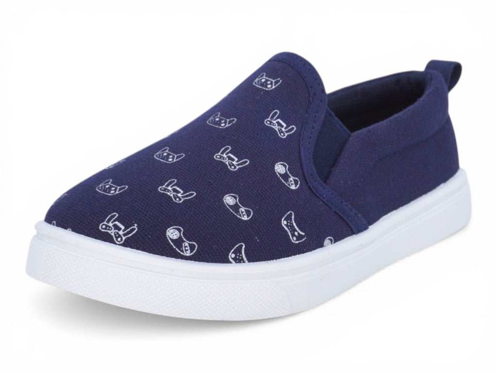 Toddler Navy Gamer Canvas Slip On