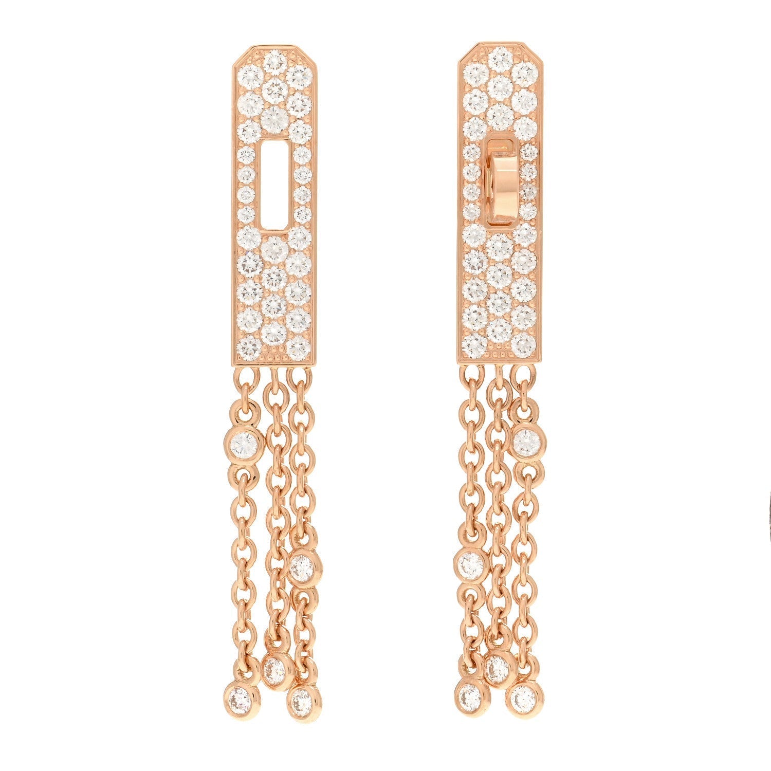 18K Hermes Kelly Gavroche Full Diamond Earrings
