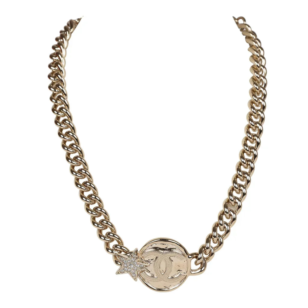 18K  Chanel Rhinestone Star Chain Necklace
