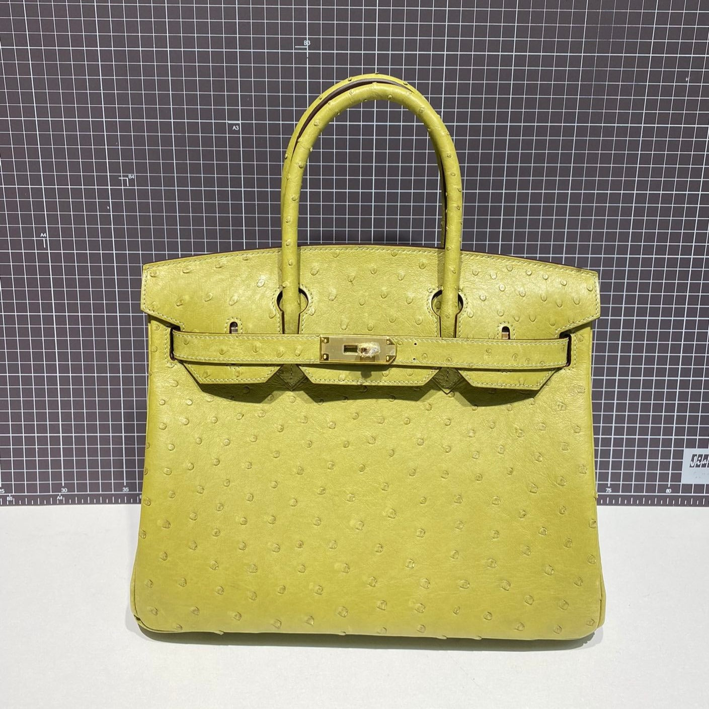 HERMES BIRKIN 30CM LIME OSTRICH LEATHER GOLD HARDWARE