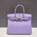 HERMES BIRKIN 30CM PURPLE OSTRICH LEATHER SILVER HARDWARE