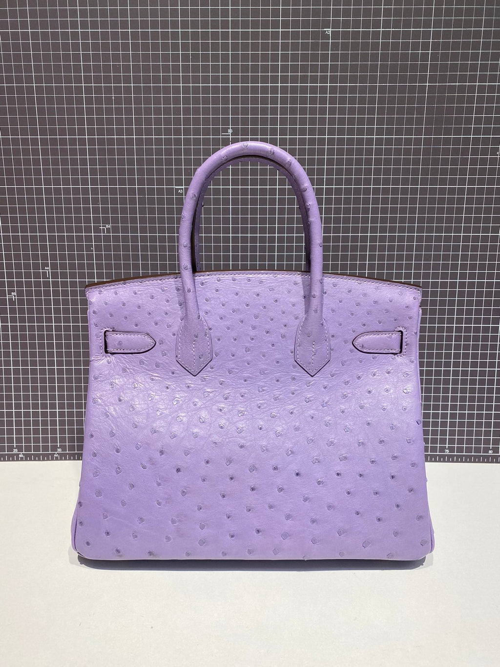 HERMES BIRKIN 30CM PURPLE OSTRICH LEATHER SILVER HARDWARE
