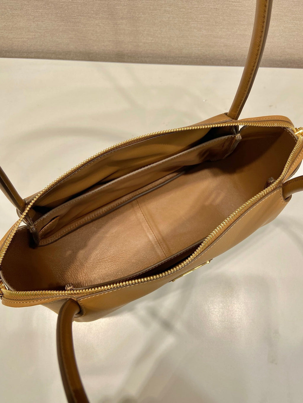 PRADA 28 LARGE BEIGE CALFSKIN HANDBAG