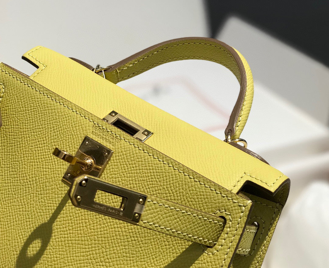 HERMES KELLY MINI 20 YELLOW EPSOM GOLD HARDWARE