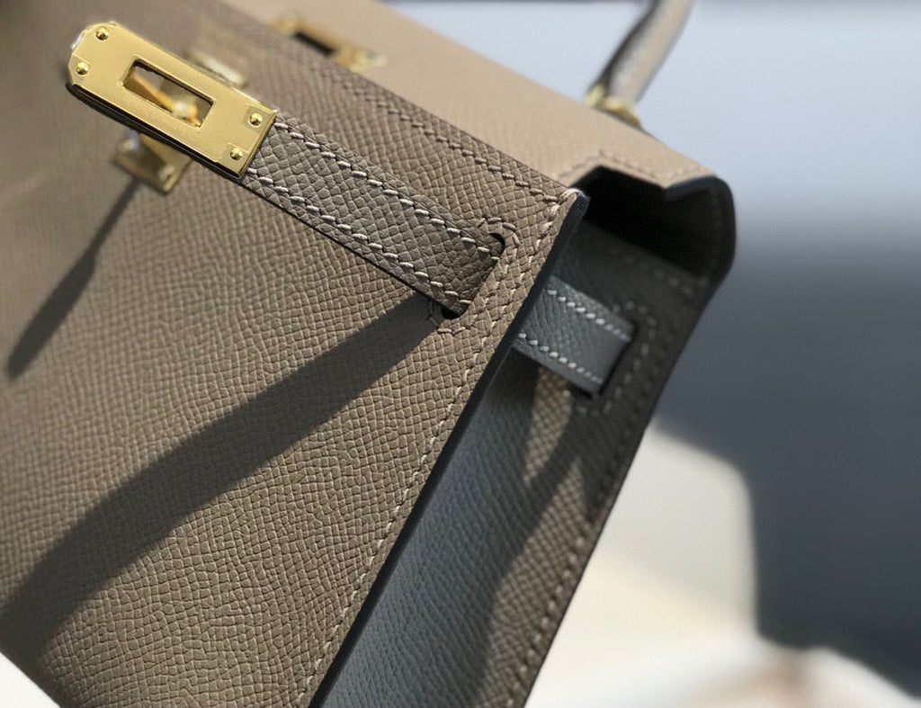 HERMES KELLY MINI 20 LIGHT GREY EPSOM GOLD HARDWARE