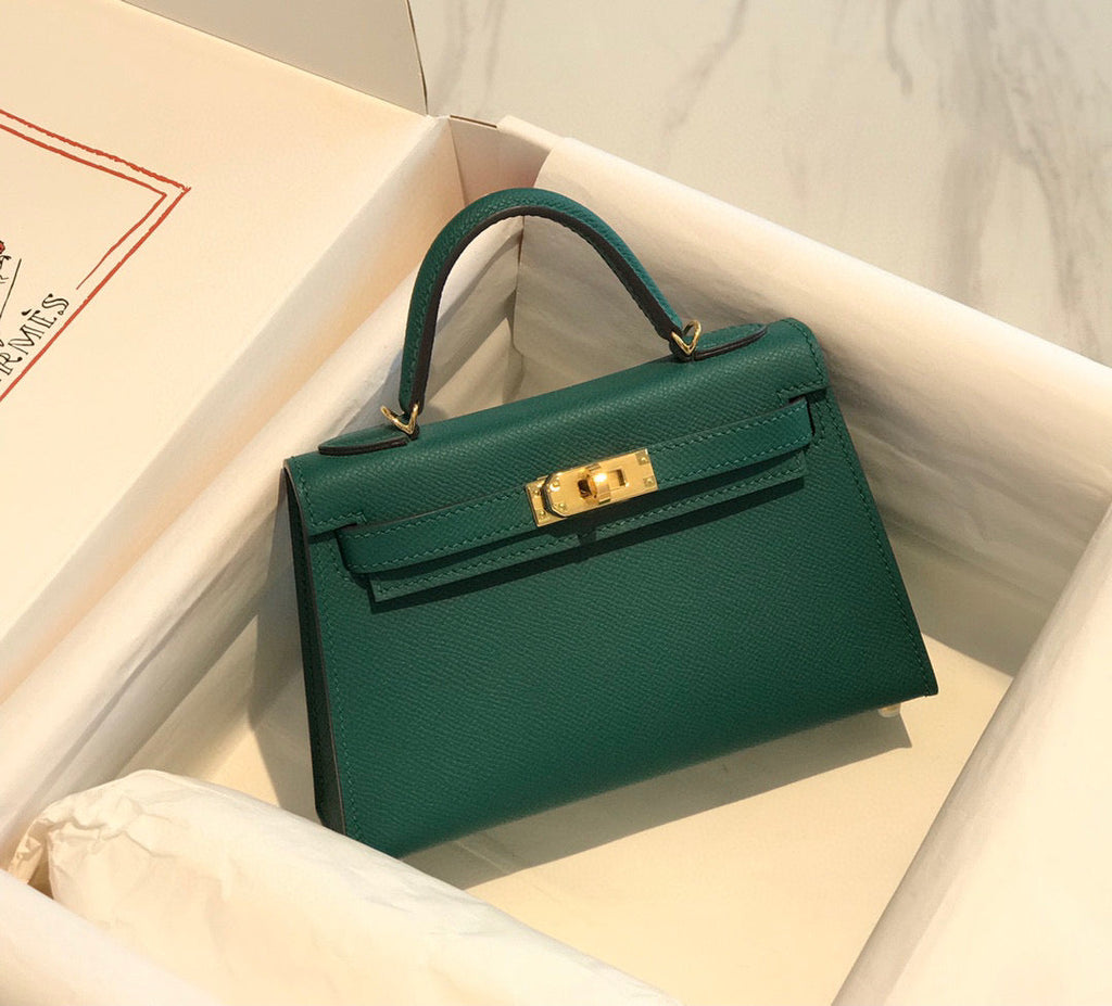 HERMES KELLY MINI 20 GREEN EPSOM GOLD HARDWARE