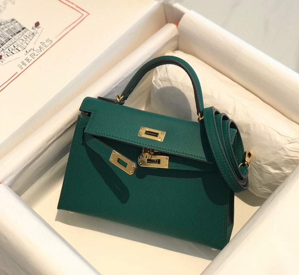 HERMES KELLY MINI 20 GREEN EPSOM GOLD HARDWARE